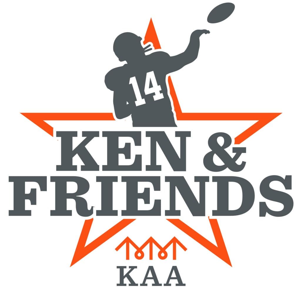 Ken and Friends Logo with a #14 football player